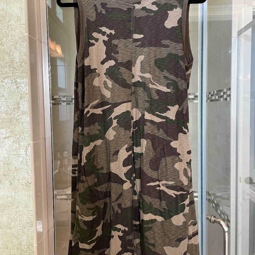 ATM Anthony Thomas Melilla-Camouflage Sleeveless Dress-olive-sz medium
